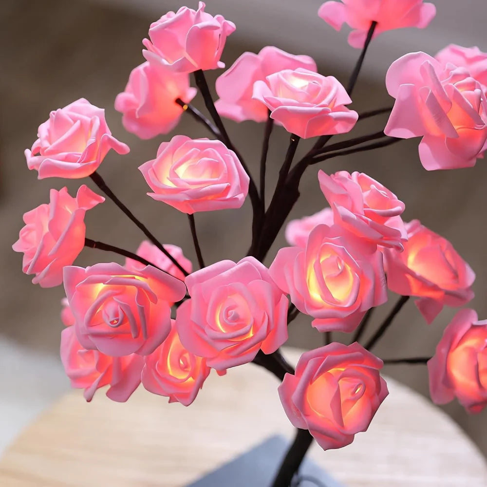 Romantic Rose Tree LED Night Light for Bedroom Desk Lampshade Couple's Proposal Gift Perfect for Valentine's Day