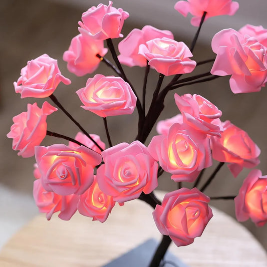 Romantic Rose Tree LED Night Light for Bedroom Desk Lampshade Couple's Proposal Gift Perfect for Valentine's Day