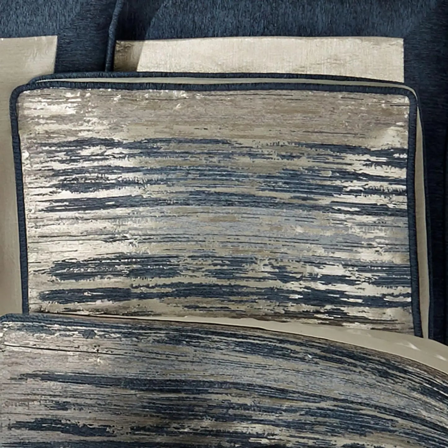 Spellbound Modern Luxury Bedding | Chic Metallic, Cool, & Neutral Hues | Chenille Abstract Striated Designs | 4, Customized