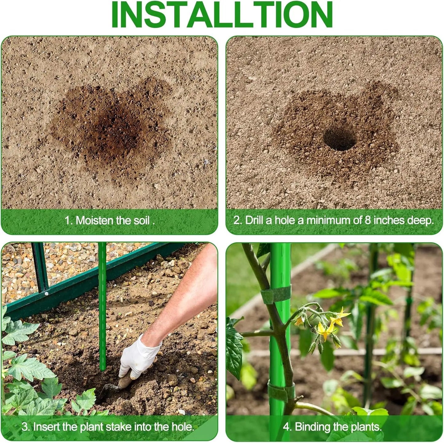 5ft Sturdy Tomato Stakes, Plant Support Sticks for Outdoor Gardening, Pack of 50