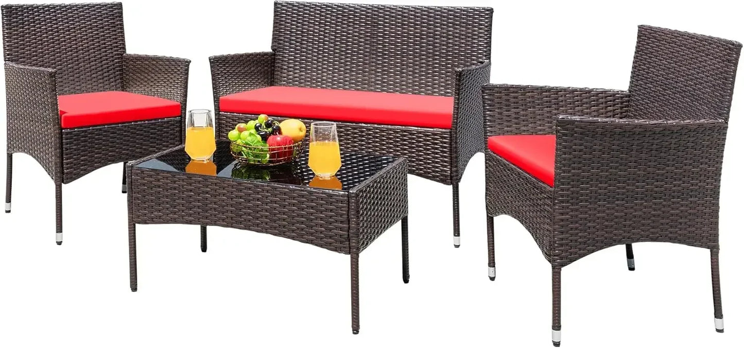 BestsellerBestsellerBestsellerpatio furniture 4 pieces conversation sets outdoor wickerr rattan chairs garden backyard balcony p