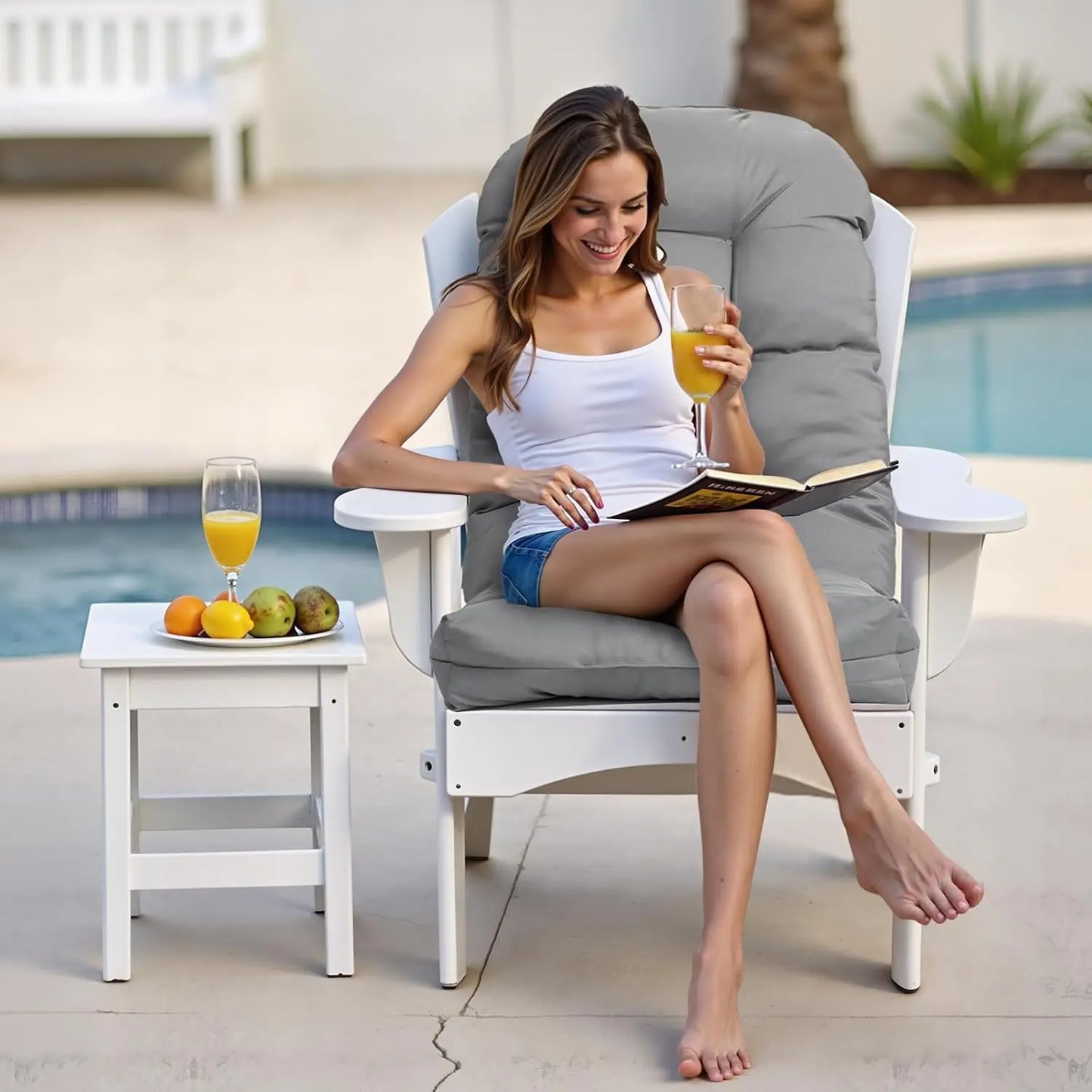 Thick Water-Resistant Cushion for Adirondack and Rocking Chairs, High Elasticity PP Cotton, Size 44x19x4