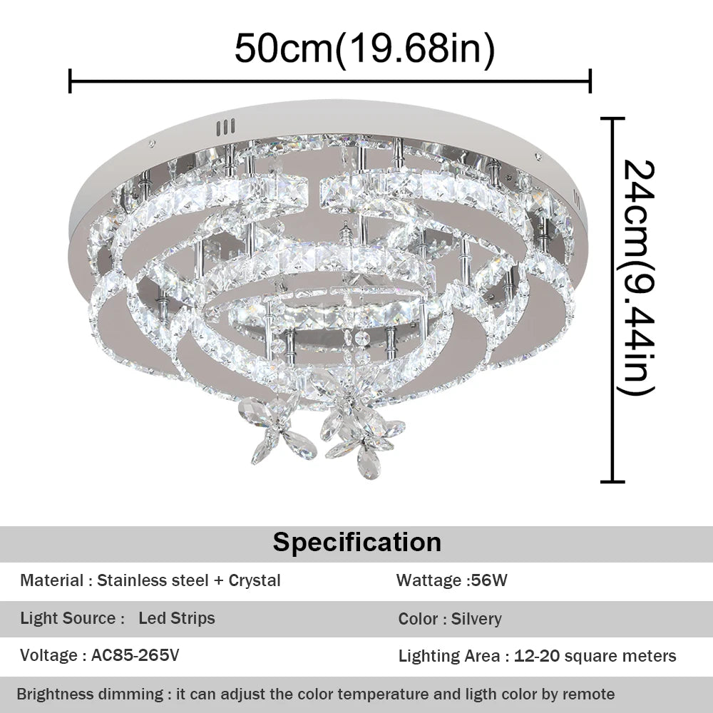 Flower Led Ceiling Lamp Modern Crystal Drop Chandelier Pendant Light Ceiling Light Home Decor Fixtures Living Room RC Dimming