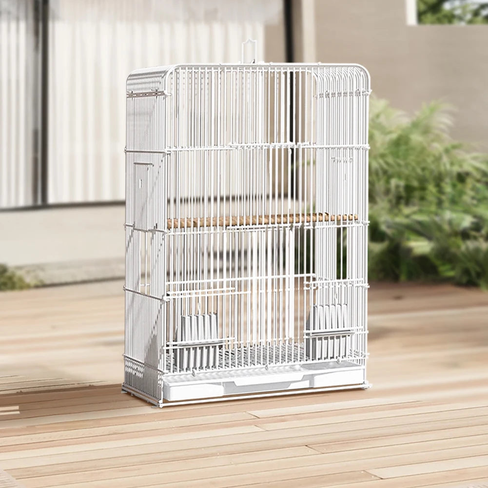 Wrought Iron Bird Cage Lightweight Portable Parrot Cage Removable Tray Large Bird Carrier for Indoor Outdoor Home Bird Feeding