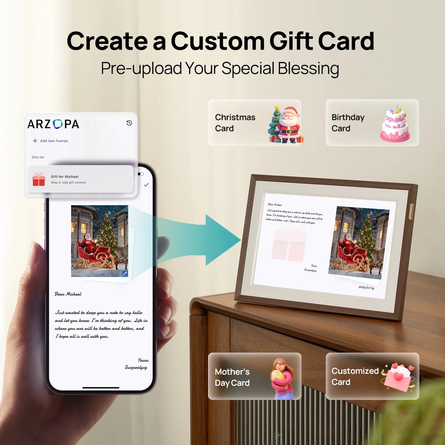 ARZOPA WiFi 10.1" Touch Screen Digital Picture Frame I Gift Ready I Share Photos and Videos Instantly via App from Anywhere,D10