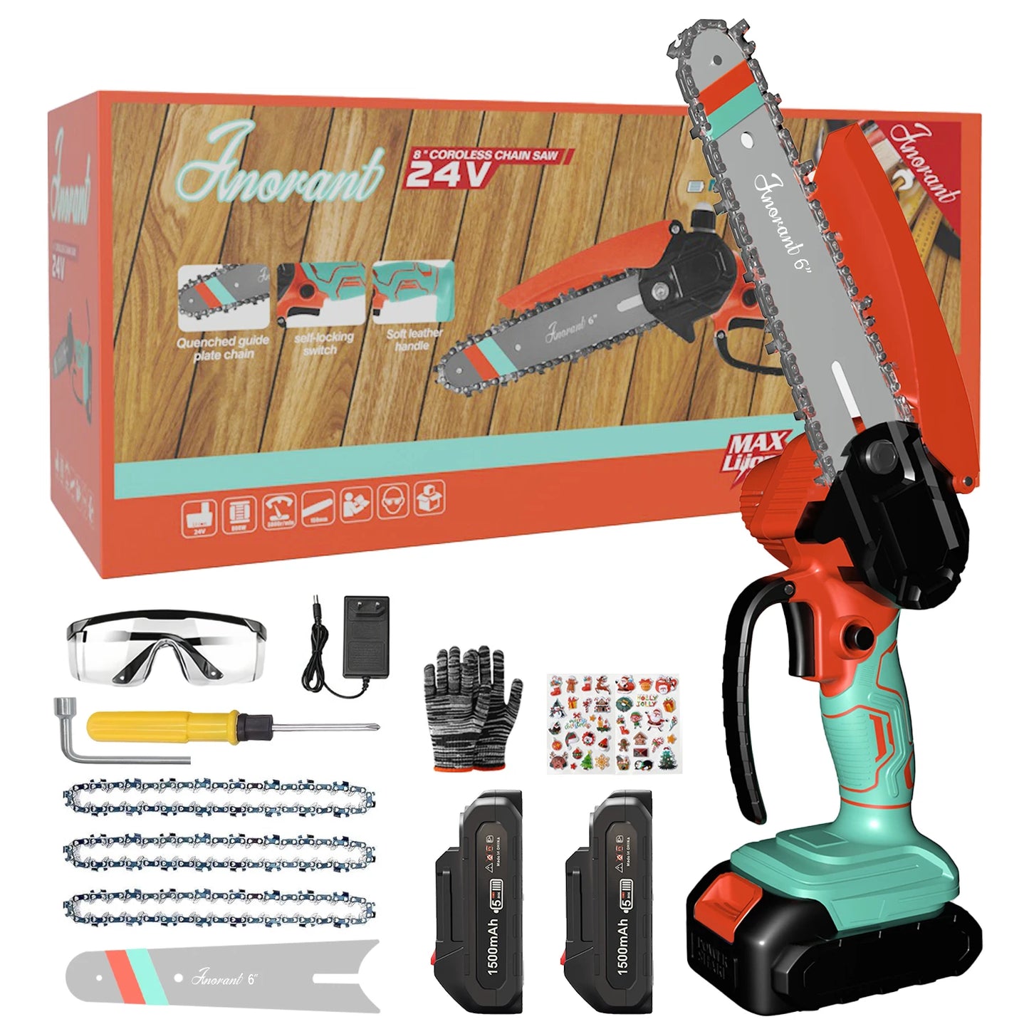 Mini Chainsaw Cordless Electric Chain Saws with 2 Batteries Powered, Super Handheld Portable Saws For Tree Cutting and Courtyard