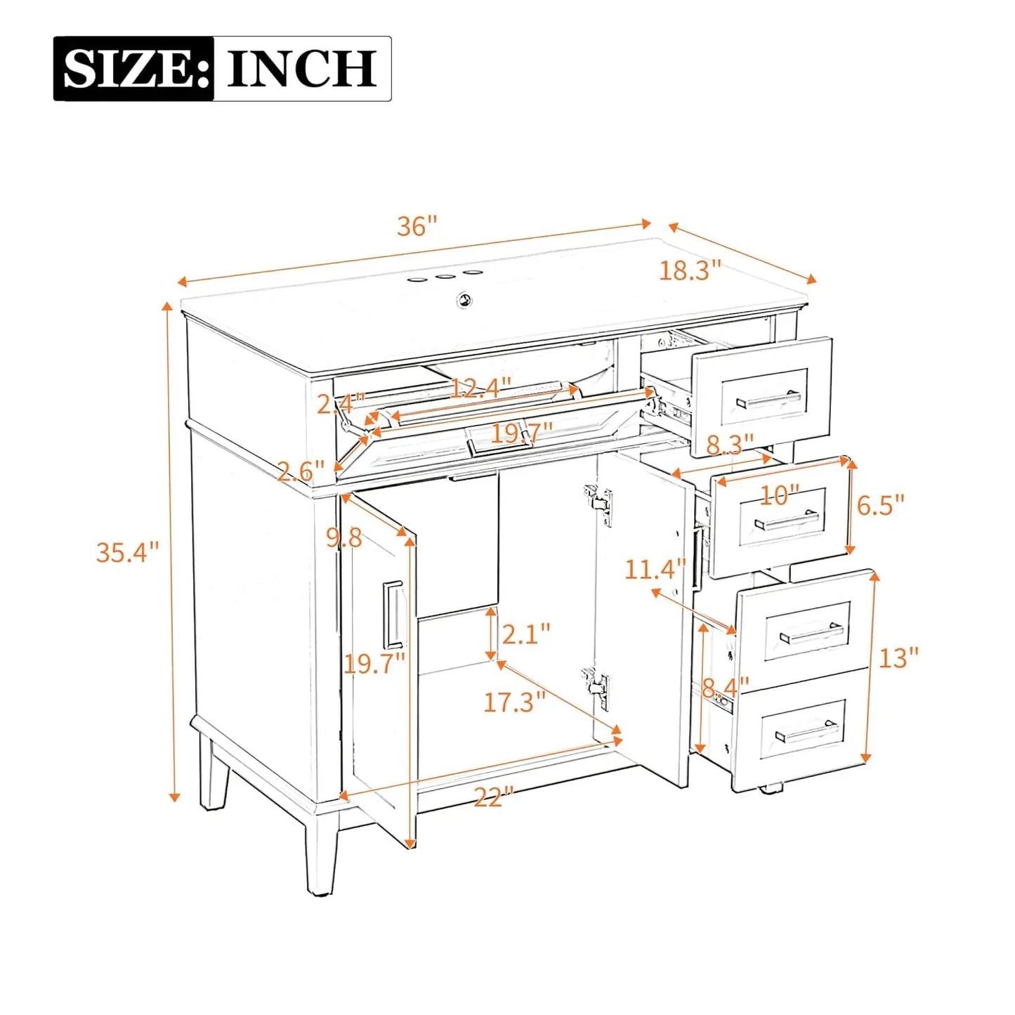 36 inch Bathroom Vanity with Sink, Modern Wood Bathroom Cabinet in Green, Bathroom Vanity Set with Tip-Out Drawer,, Customized