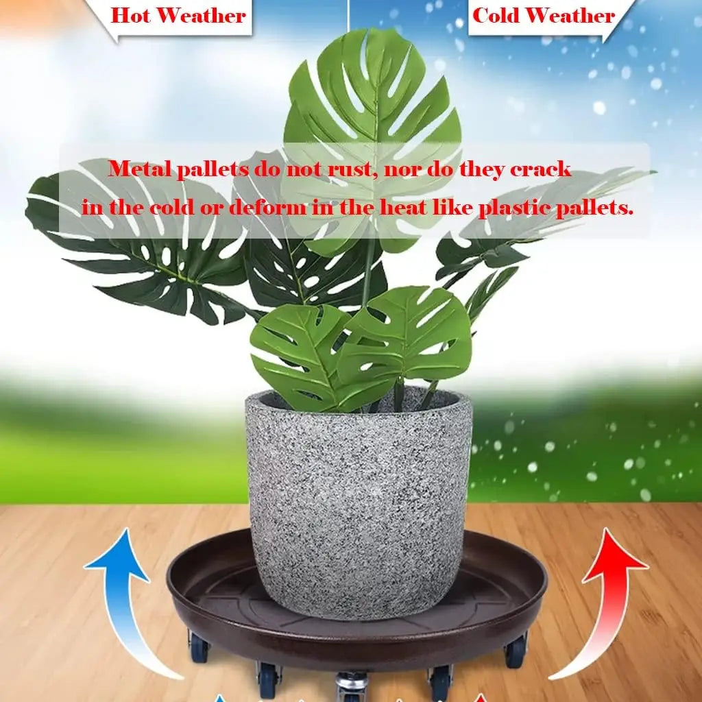 20" Round Plant Stand with Lockable Wheels, 480lb Heavy Duty for Indoor Outdoor Use, Rolling Dolly Planter Caddy