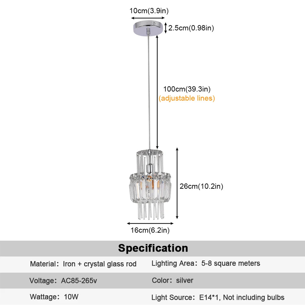 Modern Crystal Ceiling Lamp Glass Pendant Light Living Dining Room Nordic Chandelier Home Hotel Decor Luminaire Bright Fixture