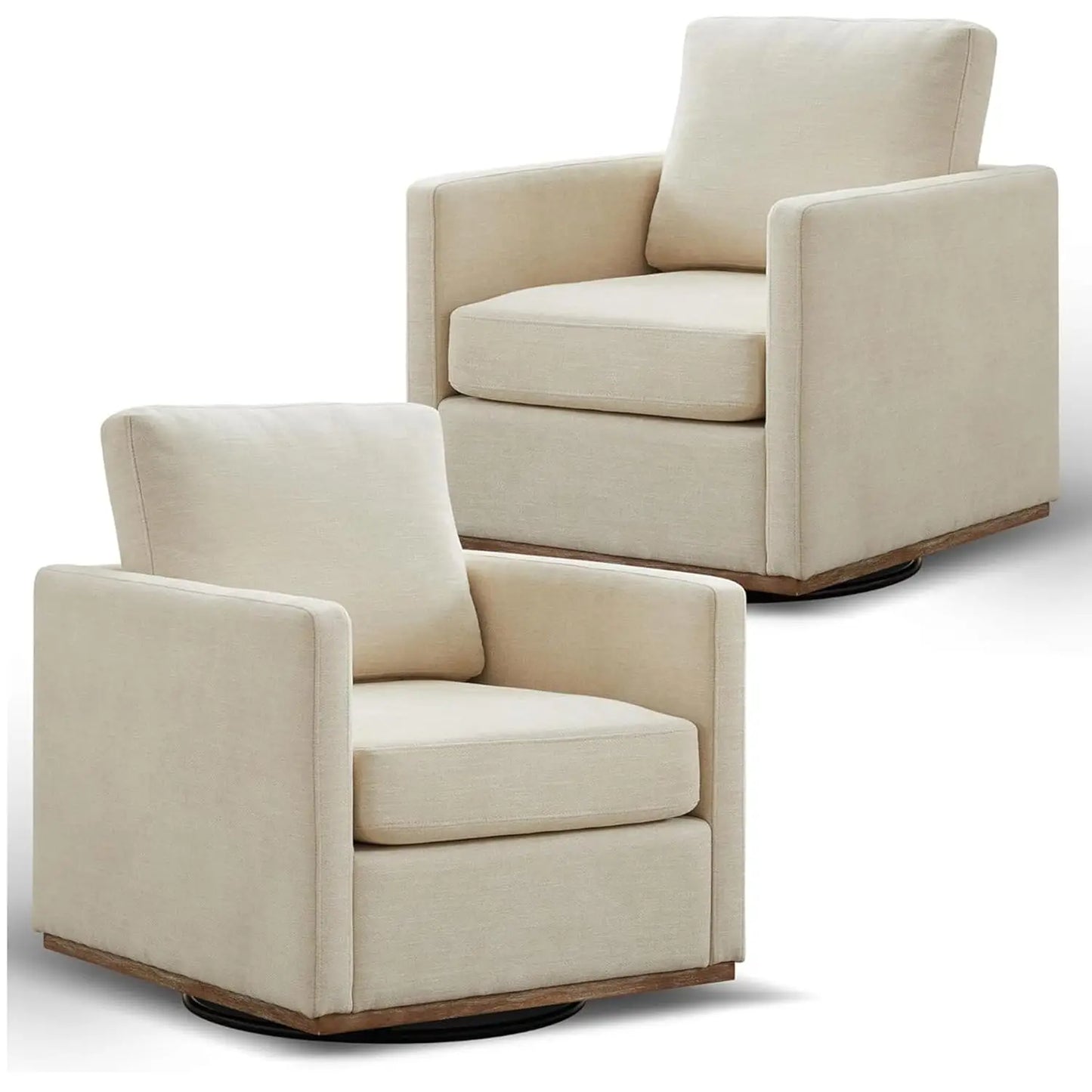 Swivel Accent Chair Set of 2, 360 Degree Square Swivel Chair for Living Room, Mid Century Modern Upholstered Barrel, Customized
