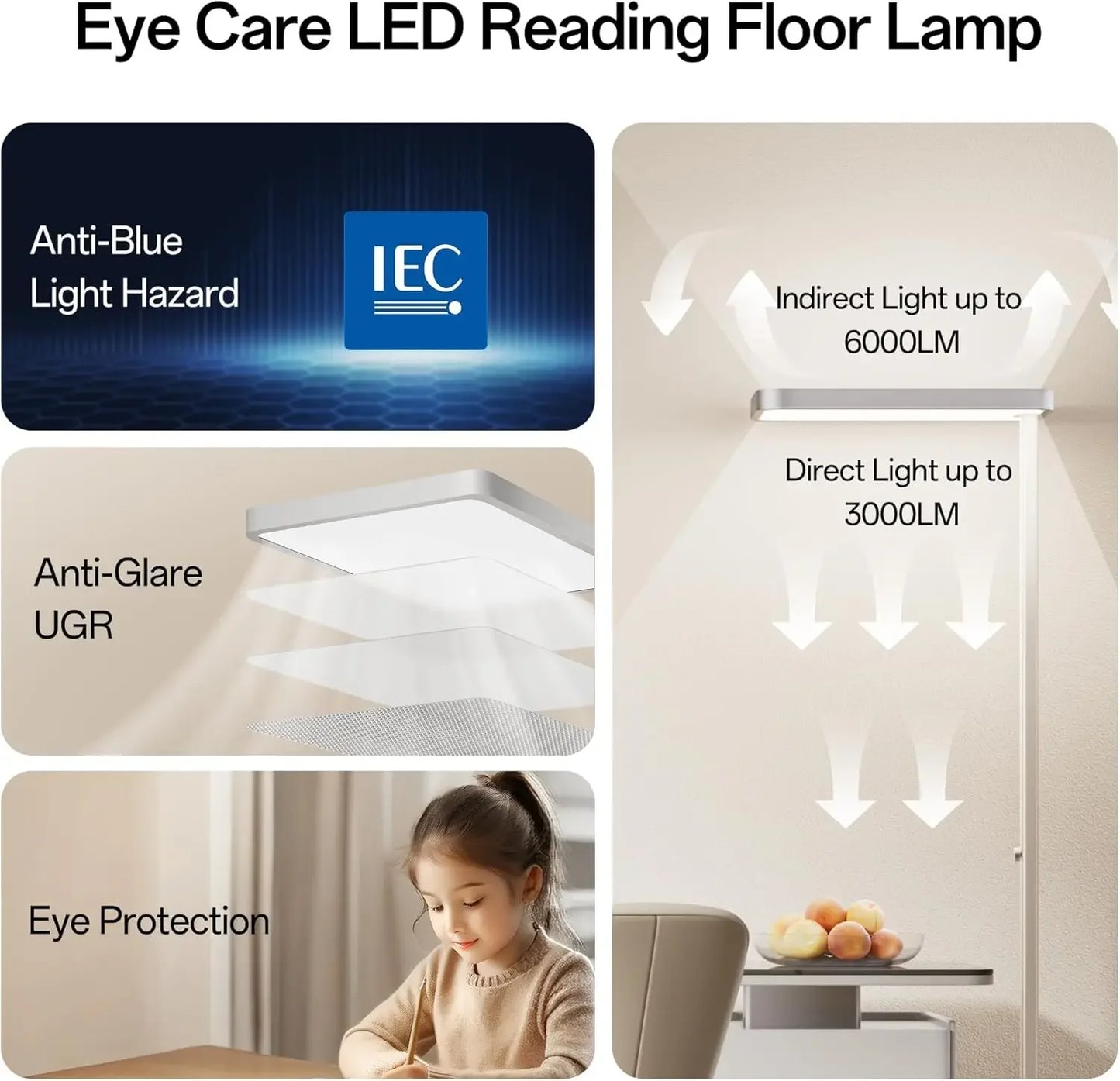 Homelist LH1 Superlight 77'' Floor Lamp, 100W Full-Spectrum Eye-Care Bright Floor Lamp for Reading, Office Work, 9000LM LED Stan