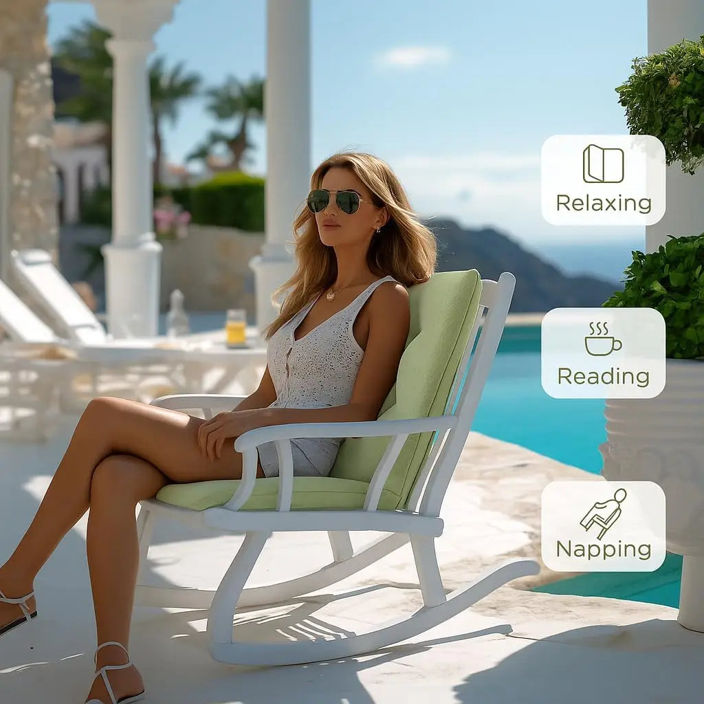 Waterproof Rocking Chair Cushion Set for Outdoor Patio, Fits Most Standard Rockers in Sage Green
