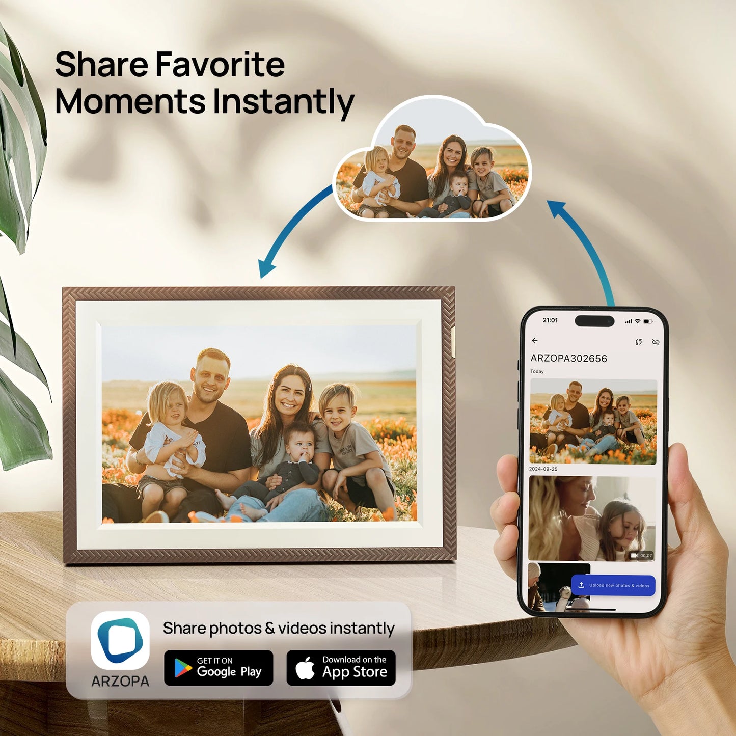 ARZOPA WiFi 10.1" Touch Screen Digital Picture Frame I Gift Ready I Share Photos and Videos Instantly via App from Anywhere,D10