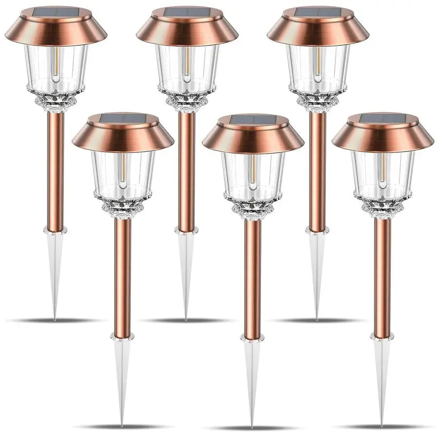Solar Pathway Lights Outdoor 6 Pack Solar Lights Outdoor Waterproof, 1040 LM Dimmable Auto On Off Solar Outdoors Lights Yard Gar
