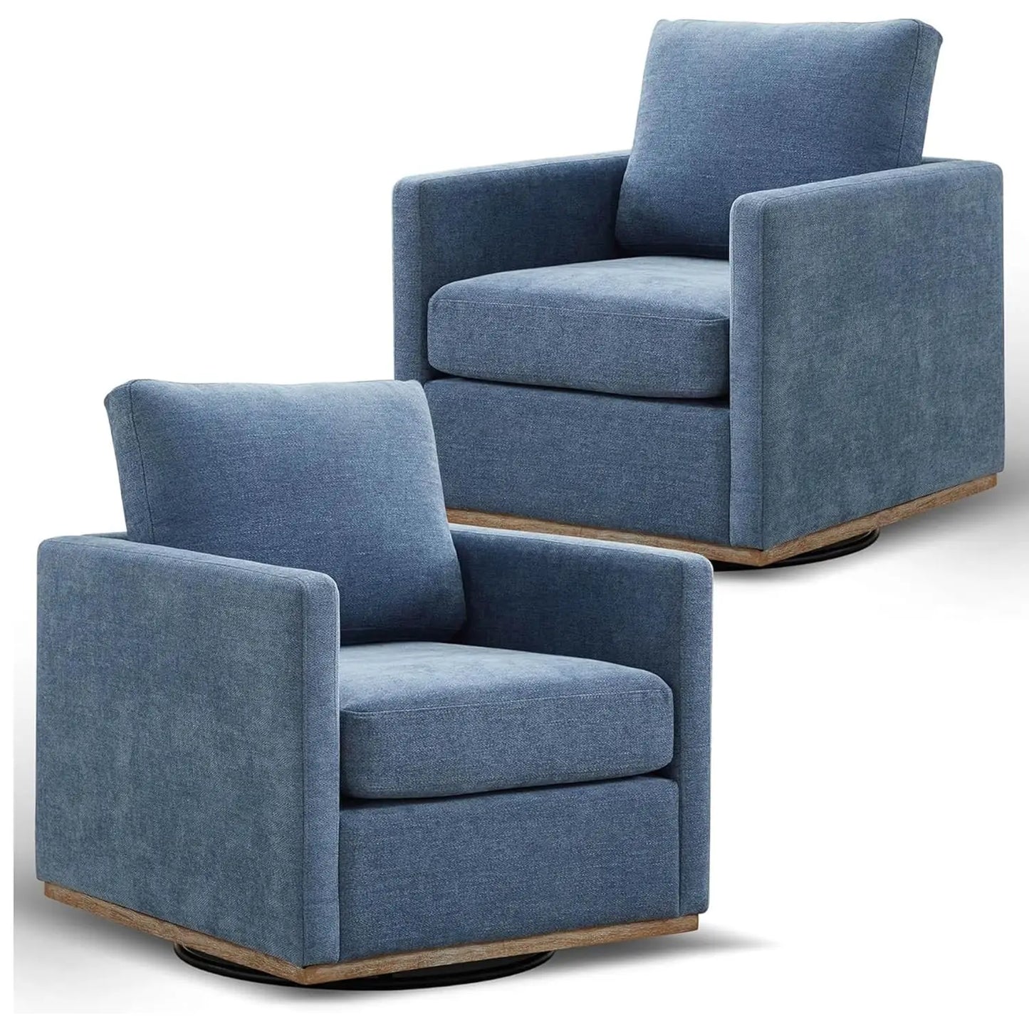 Swivel Accent Chair Set of 2, 360 Degree Square Swivel Chair for Living Room, Mid Century Modern Upholstered Barrel, Customized