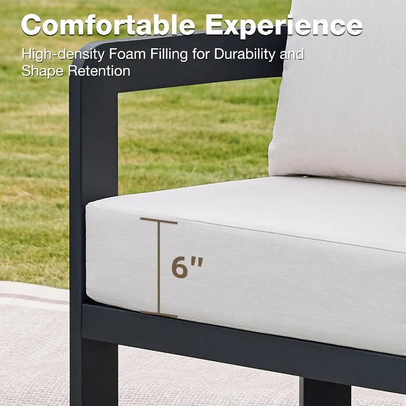Outdoor Furniture Set, 2Pcs Patio Armchairs, Metal Modern Outside Furniture with 6'' Thick Cushions, Outdoor Conversation Set