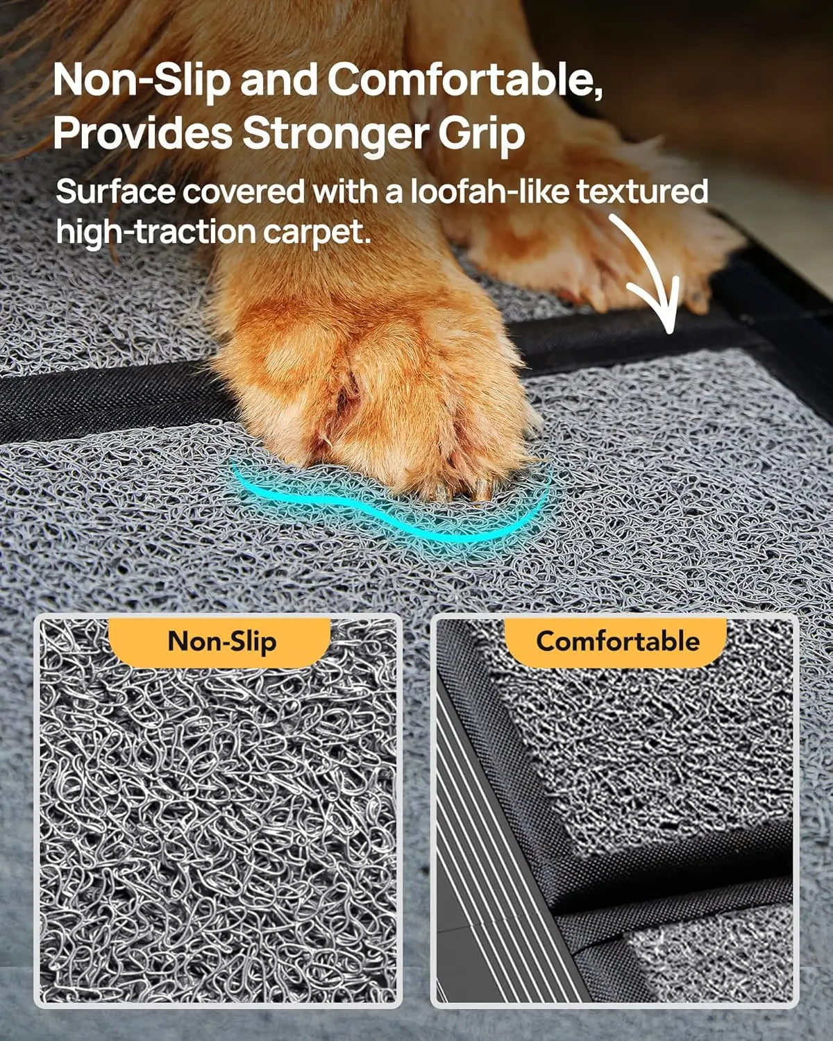 Upgraded Dog Ramp for Car 71'' X-Long & 19.7" Wider Folding Dog Ramps for Large Dogs with Non-Slip Rug Surface Portable Doggy