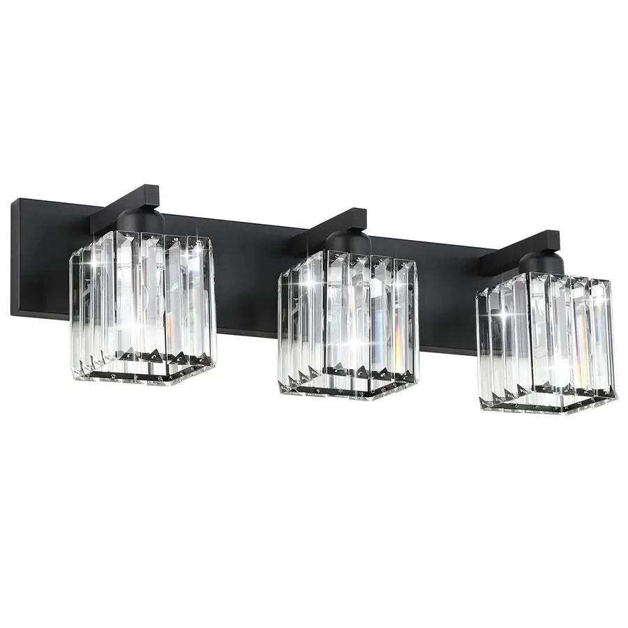 Black Vanity Light Bathroom Lighting Fixtures 3 Light Crystal Modern Bathroom Vanity Light Exclude Bulb