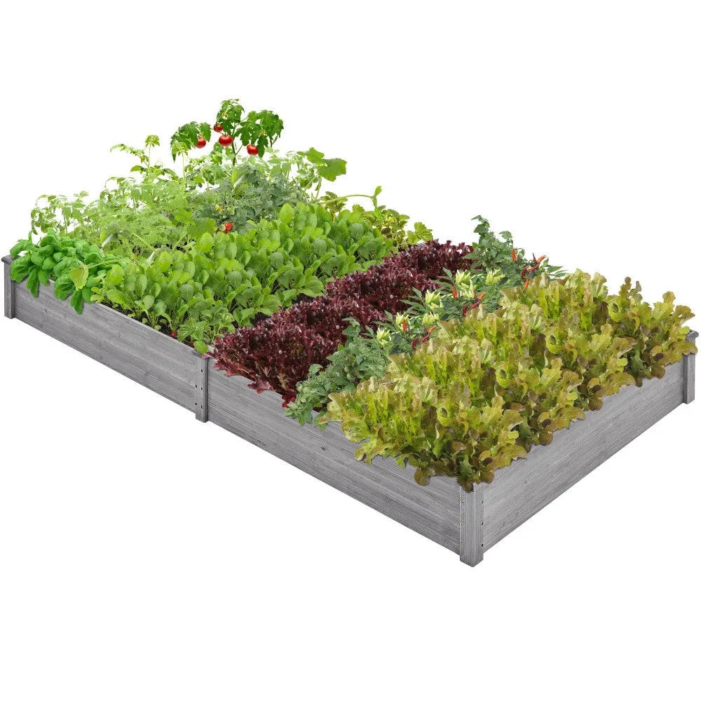 Yah 8x2ft Wooden Raised Garden Bed,Divisible Elevated Planter Box for Flowers Vegetables Herbs Outdoor,Natural,95x25x11in