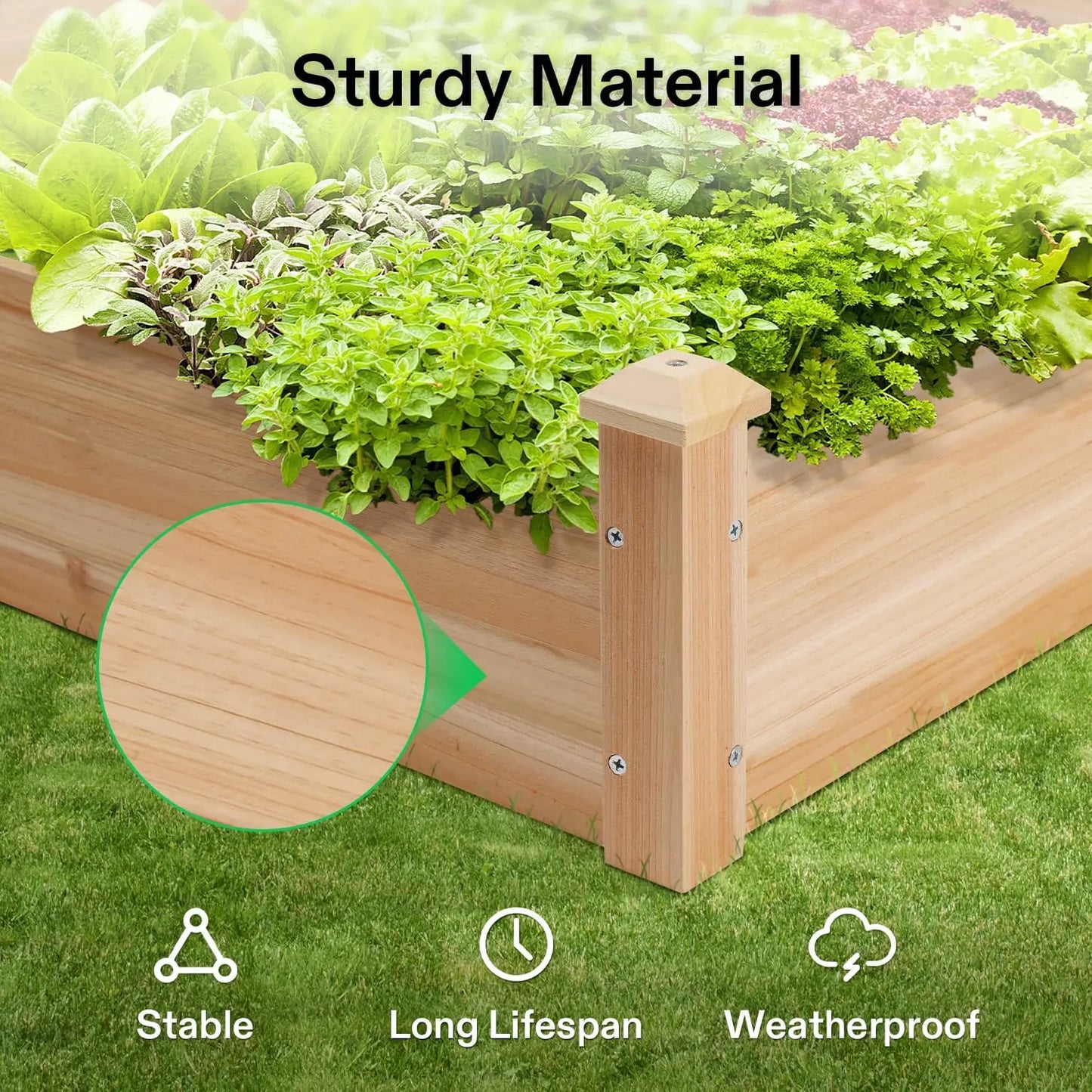 3-Tier Wooden Raised Garden Bed, 42.5x34.5x15 Inches Elevated Planter Box with Screwdriver for Outdoor Planting