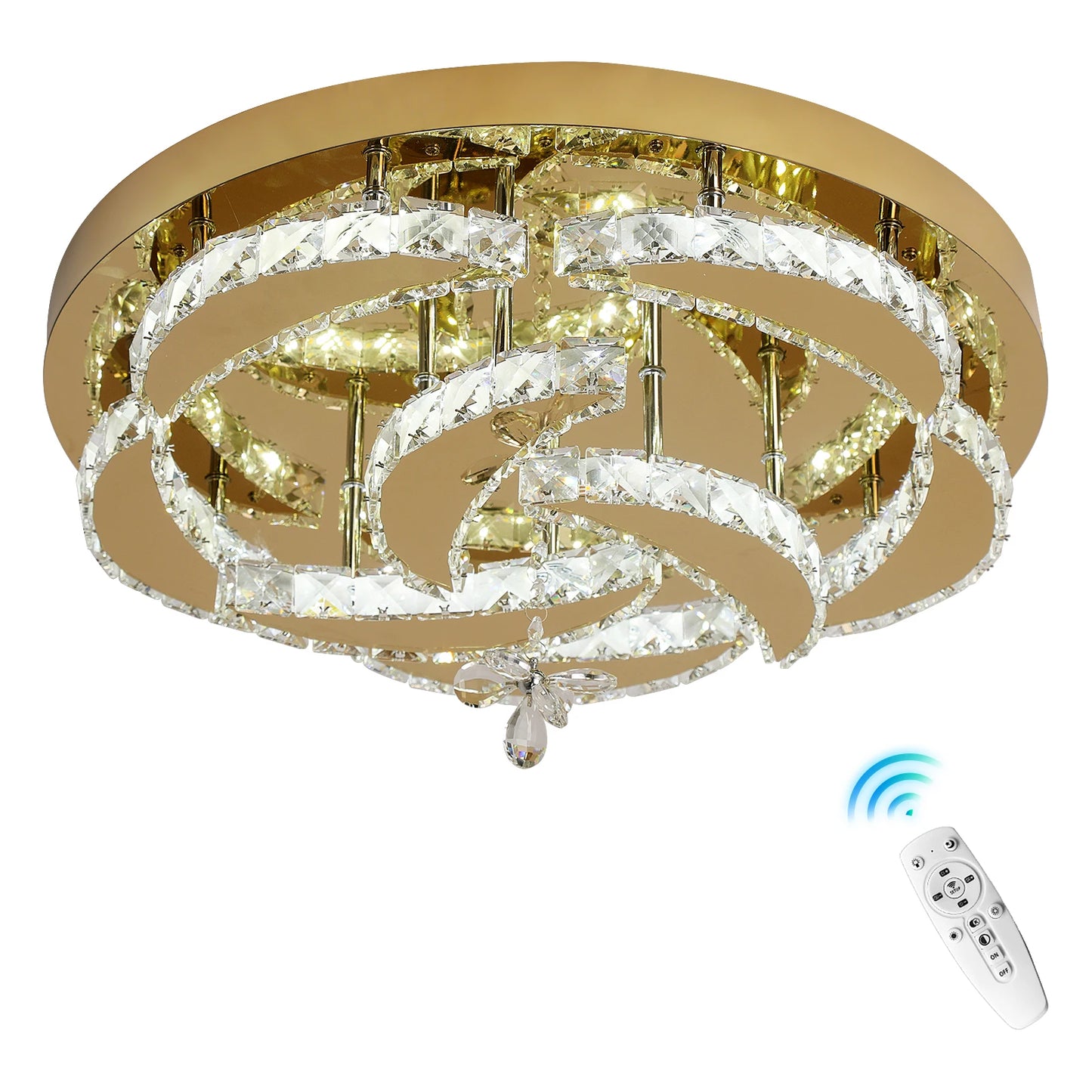 Flower Led Ceiling Lamp Modern Crystal Drop Chandelier Pendant Light Ceiling Light Home Decor Fixtures Living Room RC Dimming