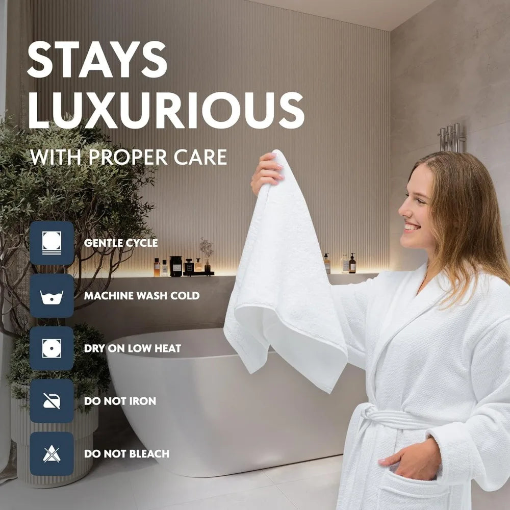 Luxury White Hand Towels - Soft 100% Turkish Cotton | Highly Absorbent Hotel spa Bathroom Towel Collection | 16x30 Inch | Set of