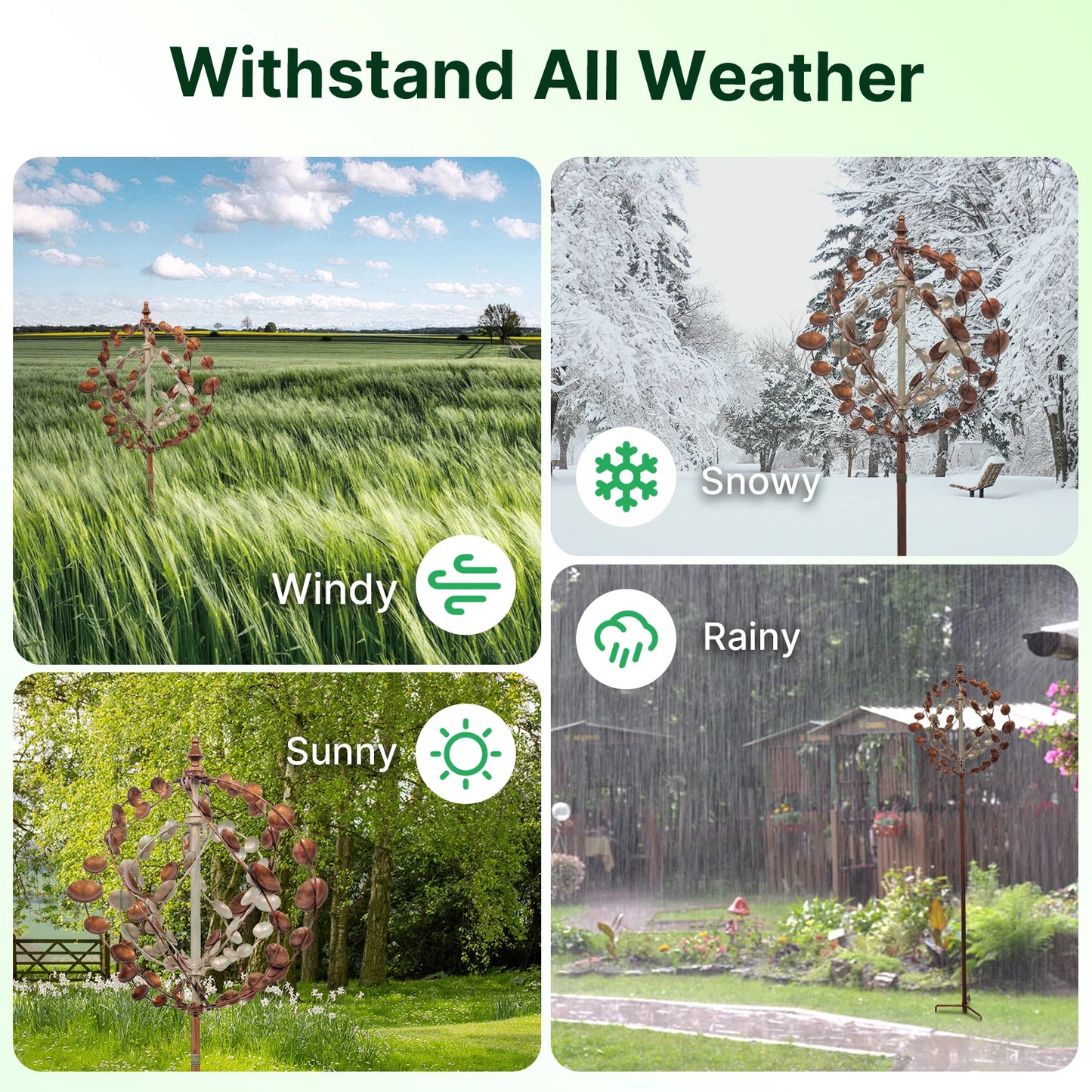 Wind Spinners Outdoor, 75" Large Metal Kinetic Wind Sculptures for Garden, 360 Degrees Swivel Yard Art with 2 Pcs Welcome Flag