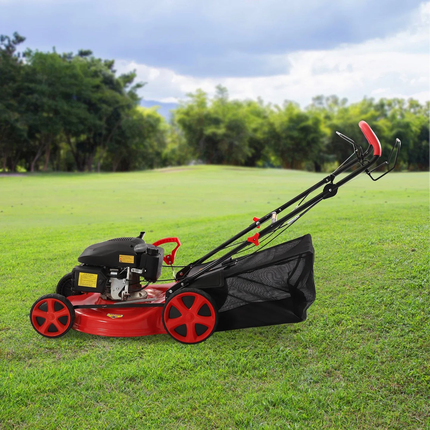 CNCEST 20Inch 140CC 4-Stroke Self Propelled Gas Powered Lawn Mower,  3-in-1 Lawn Mower with Grass Bag, 8 Gears Height Adjustable