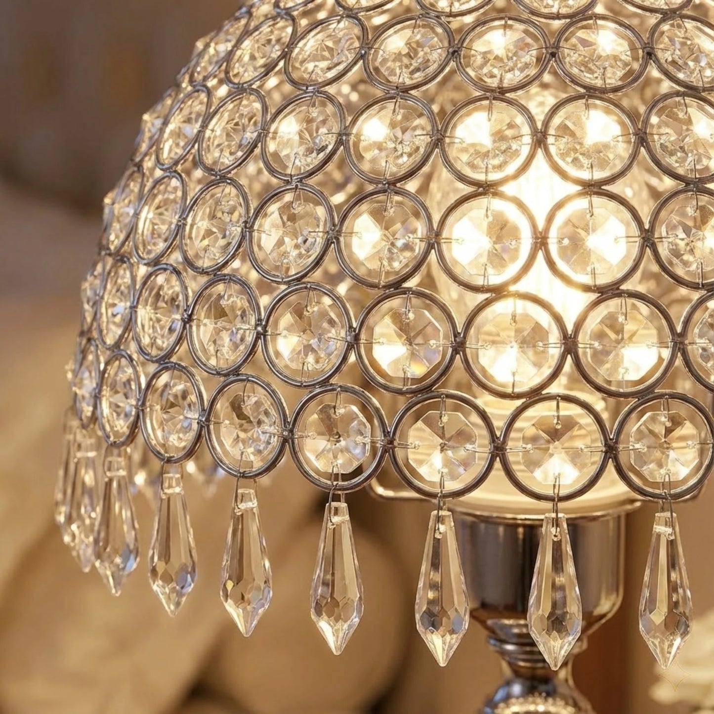 Luxury Crystal Table Light for Home Decor Living Room Bedroom Modern E27 Lamp with Hanging Crystal Drops Sparkle