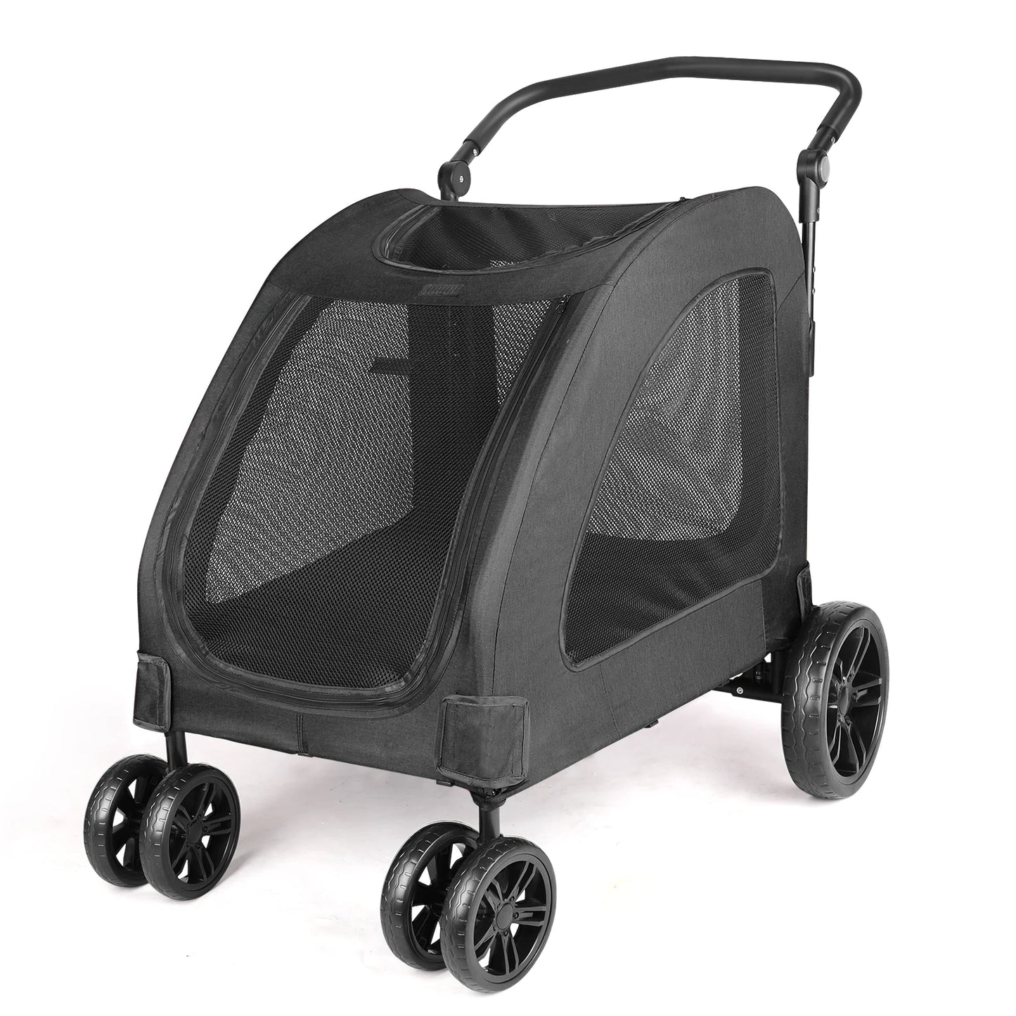 Heavy Duty Dog Stroller for Large Dogs up to 120 lbs, Foldable Pet Wagon with 360° Wheels, All-Round Ventilation, Front & Rear Z