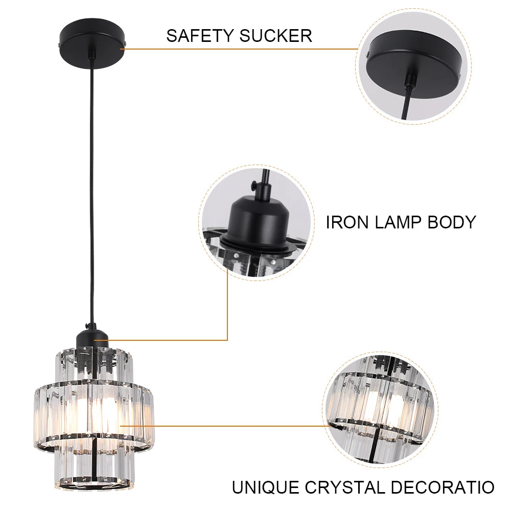 Modern Crystal Ceiling Lamp Glass Pendant Light Living Dining Room Nordic Chandelier Home Hotel Decor Luminaire Bright Fixture