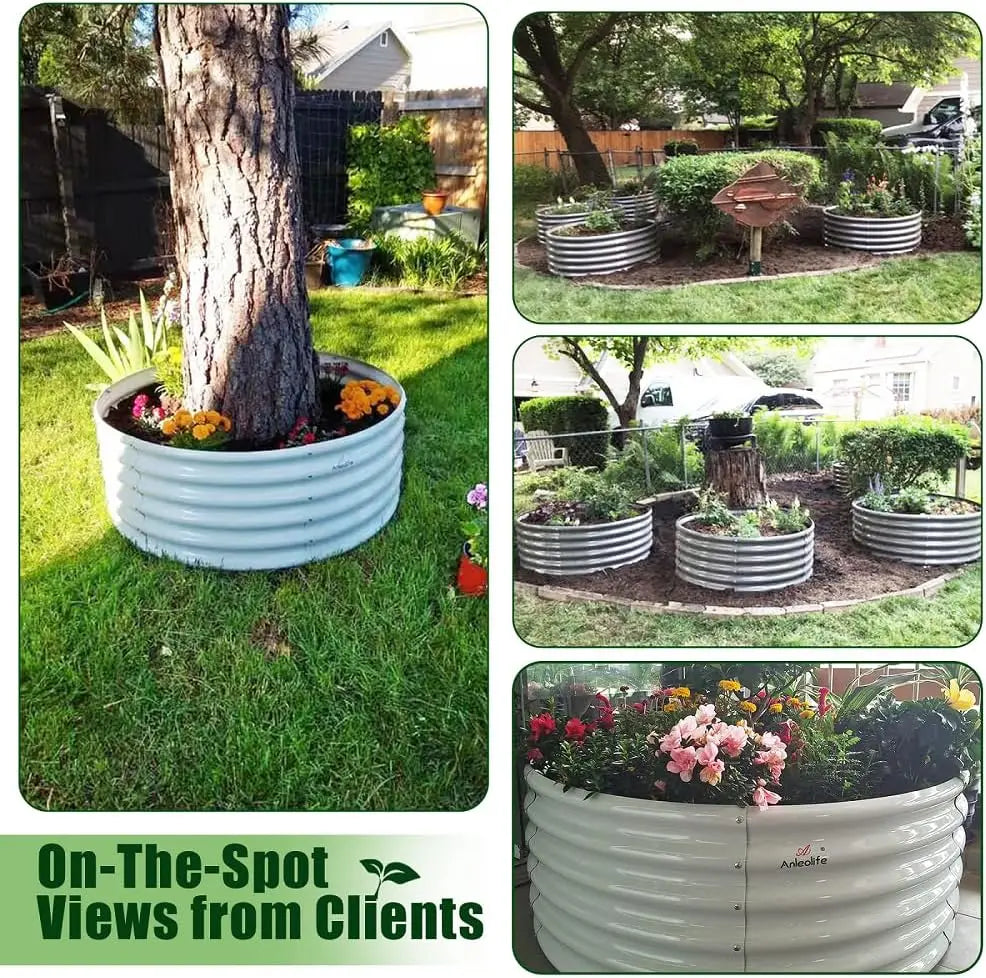 2-Pack 4ft x 18" Tall Galvanized Raised Garden Beds, Round Metal Planter Box for Vegetables Flowers Herb, Anti-Rust & Easy Setup