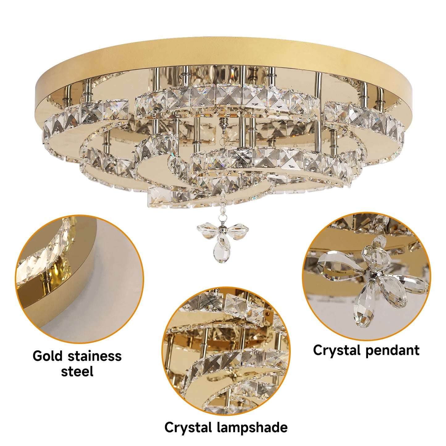 Flower Led Ceiling Lamp Modern Crystal Drop Chandelier Pendant Light Ceiling Light Home Decor Fixtures Living Room RC Dimming