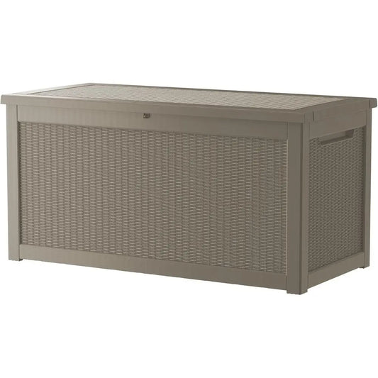 Large Lockable 320 Gallon Outdoor Storage Box for Patio, Pool, and Garden Accessories in Grey