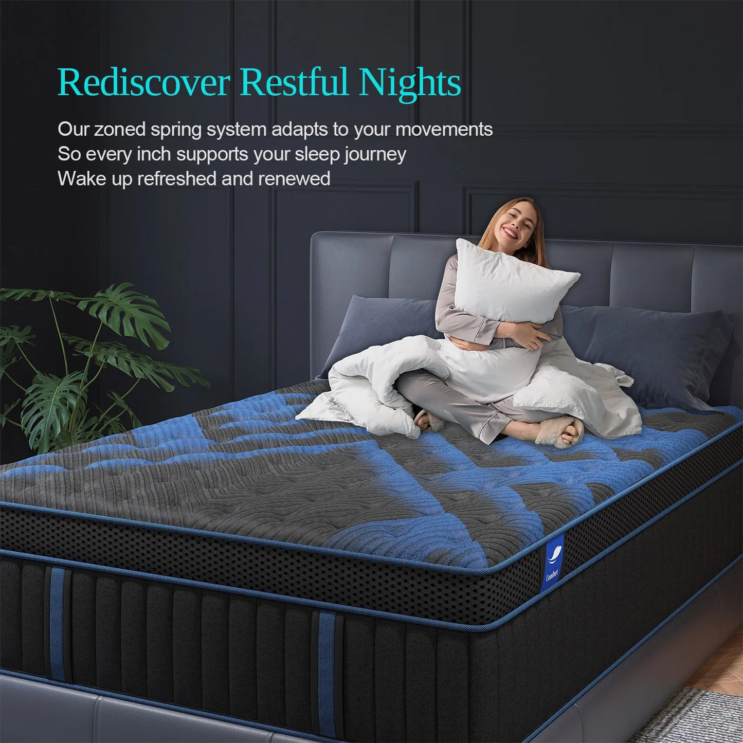 14Inch Twin Full Queen King Mattress in A Box, Hybrid Memory Mattresses Euro Top Medium Firm for Back & Lumbar Support