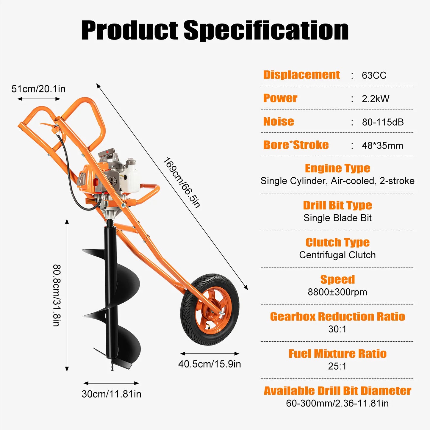 Powerful 2.2kW Digging Machine - High-Speed Engine, Sturdy Build, Efficient Drilling, Ideal for Agriculture & Forestry