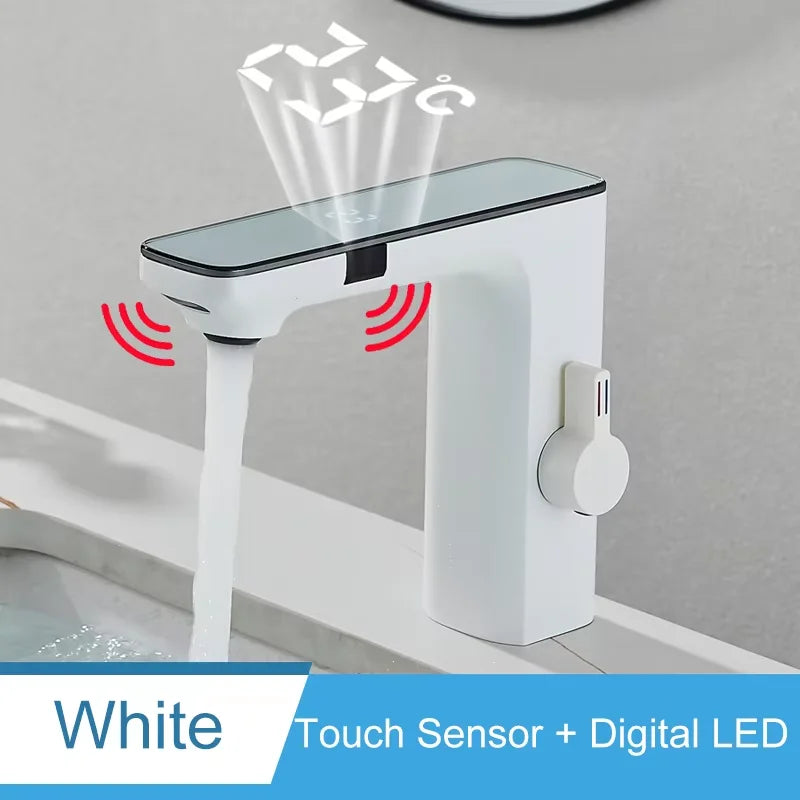 Shinesia Bathroom Basin Faucets Touch Sensor Digital LED Temperature Display Hot Cold Water Intelligent Sink Faucet Water Tap