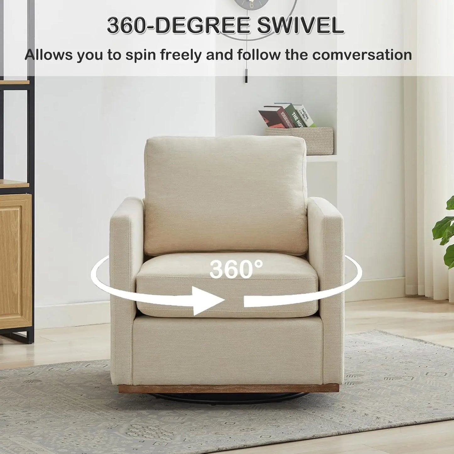 Swivel Accent Chair Set of 2, 360 Degree Square Swivel Chair for Living Room, Mid Century Modern Upholstered Barrel, Customized