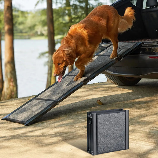 Upgraded Dog Ramp for Car 71'' X-Long & 19.7" Wider Folding Dog Ramps for Large Dogs with Non-Slip Rug Surface Portable Doggy