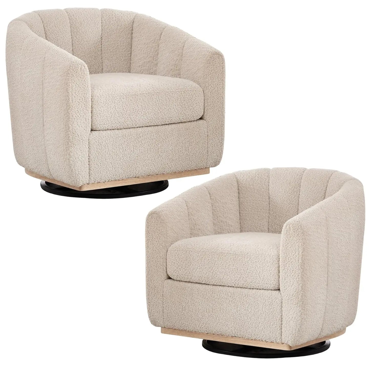 Swivel Accent Chair Set of 2, 360 Degree Square Swivel Chair for Living Room, Mid Century Modern Upholstered Barrel, Customized