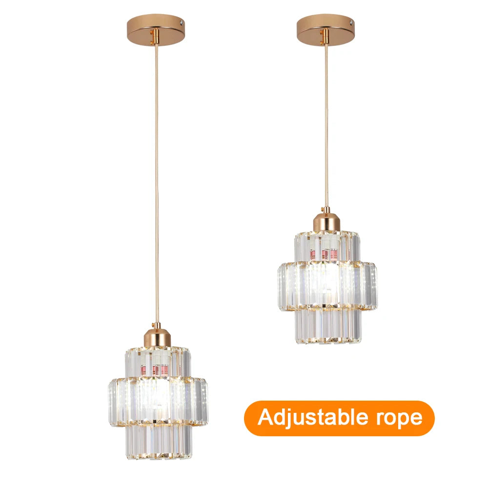 Modern Crystal Ceiling Lamp Glass Pendant Light Living Dining Room Nordic Chandelier Home Hotel Decor Luminaire Bright Fixture