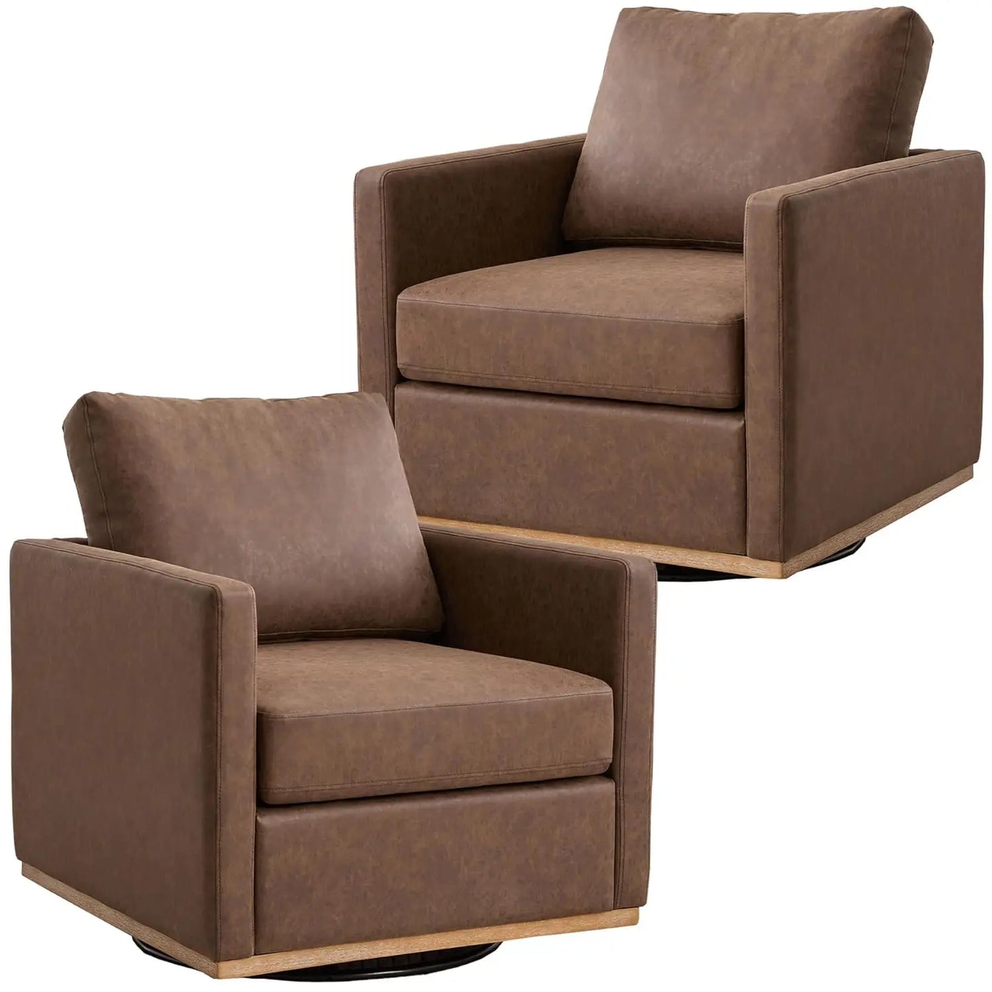 Swivel Accent Chair Set of 2, 360 Degree Square Swivel Chair for Living Room, Mid Century Modern Upholstered Barrel, Customized