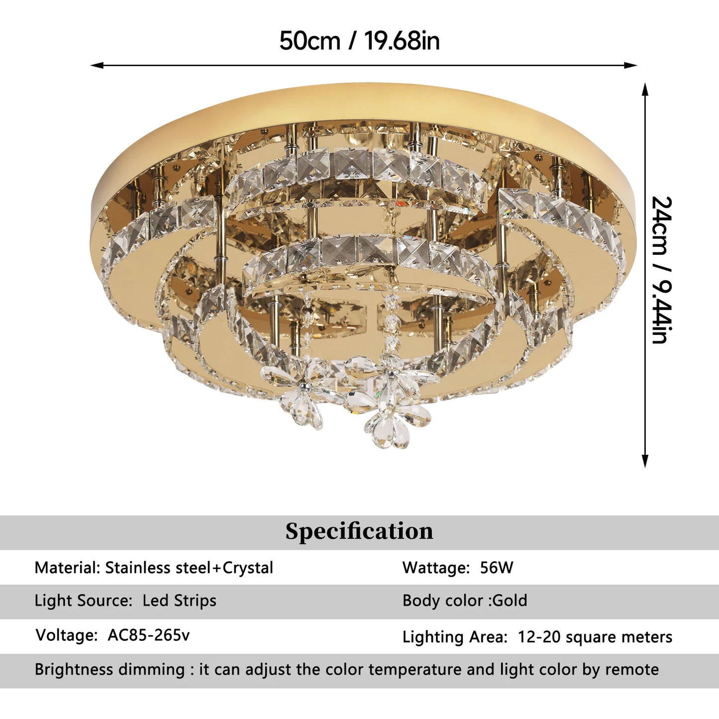 Flower Led Ceiling Lamp Modern Crystal Drop Chandelier Pendant Light Ceiling Light Home Decor Fixtures Living Room RC Dimming
