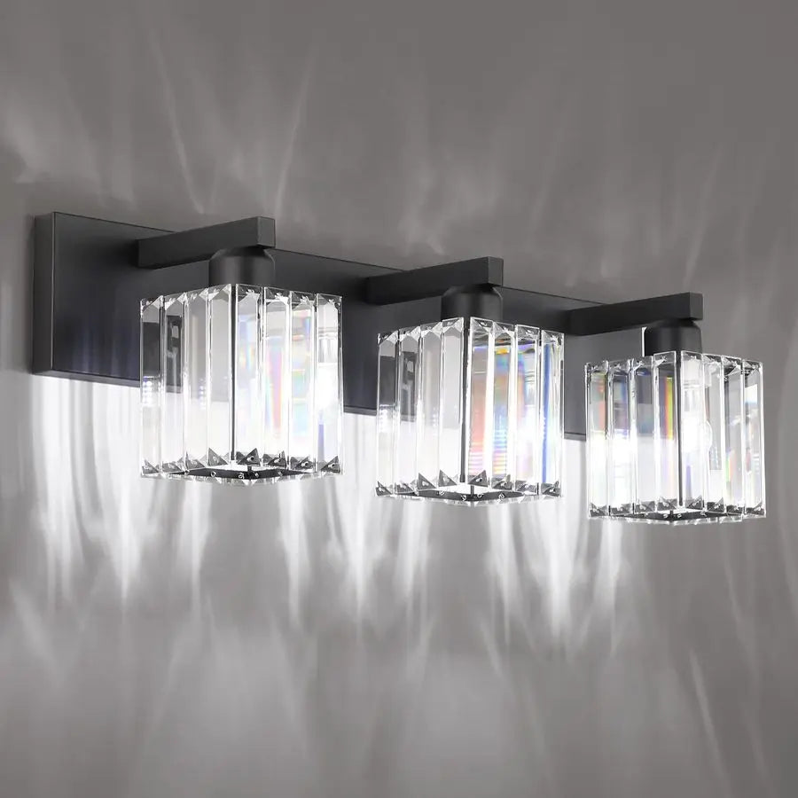 Black Vanity Light Bathroom Lighting Fixtures 3 Light Crystal Modern Bathroom Vanity Light Exclude Bulb