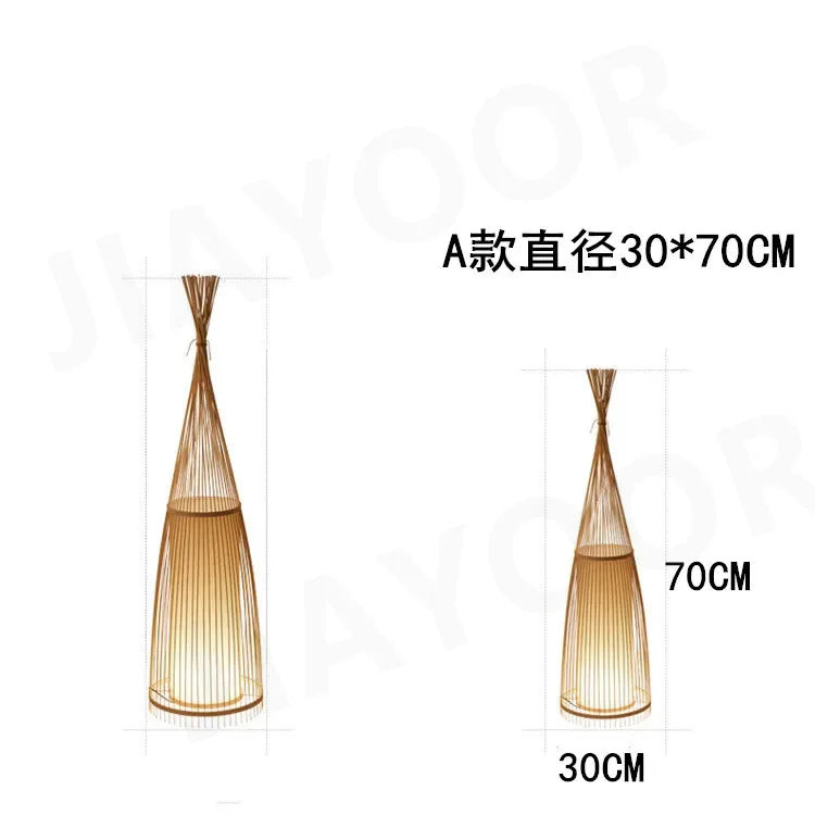 Art Chinese Floor Lamp Retro Bamboo Weaving Living Room Tea Room Japanese Bedroom Classic Creative Ornament Lighting Fixtures