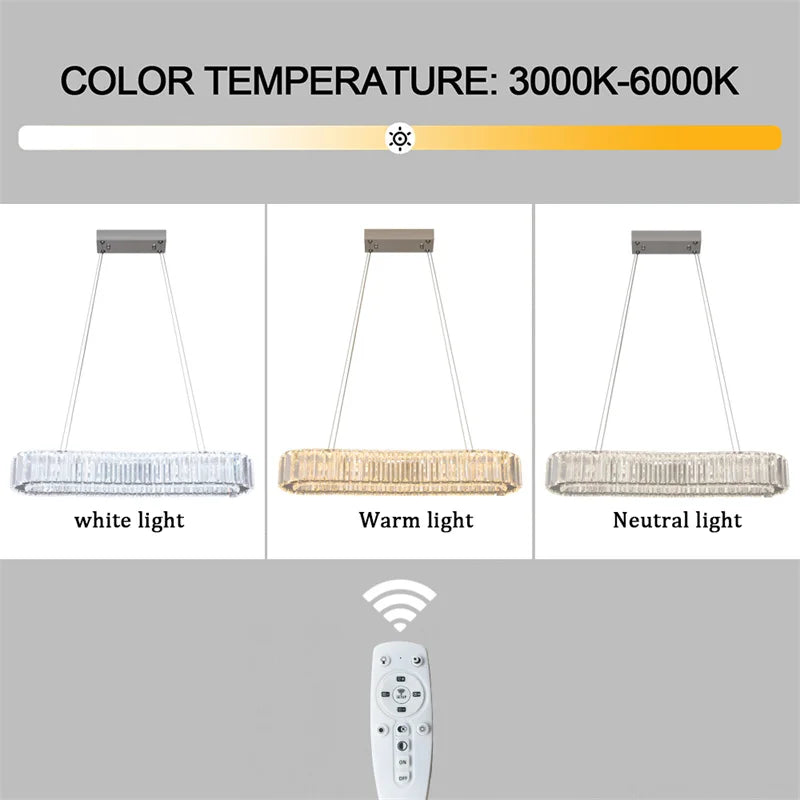 Modern Crystal Rings Led Chandelier Indoor Luxury Ceiling Lamp Dimming And Remote Control Pendan Lighting Chrome Lustre Fixtures