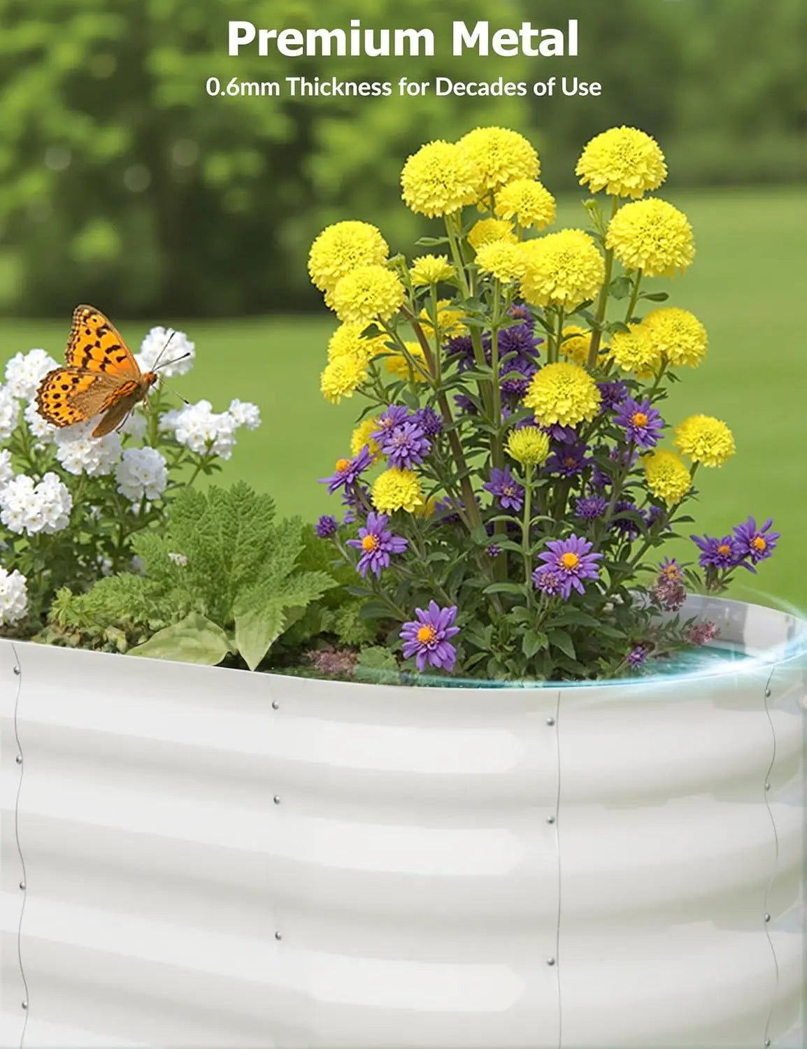 Galvanized Raised Garden Bed Kits Outdoor Metal Grow Garden Planter Box with Open Bottom for Planting Vegetables,Flower,Herb