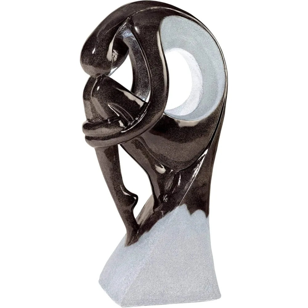 Graceful Form 43" High Large Modern Zen Indoor Outdoor Decor Resin Floor Fountain with Light LED Tall Standing Water Feature for