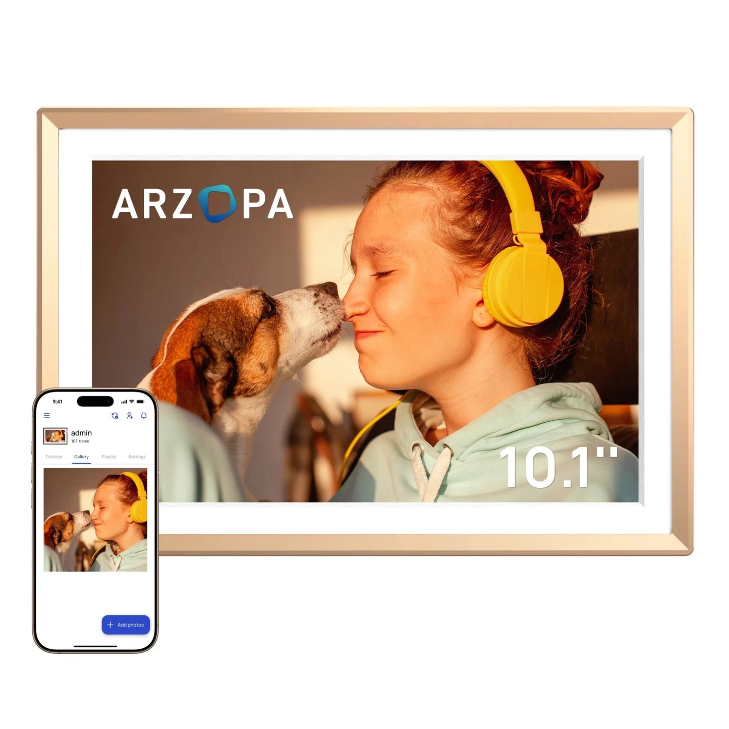 ARZOPA WiFi 10.1" Touch Screen Digital Picture Frame I Gift Ready I Share Photos and Videos Instantly via App from Anywhere,D10