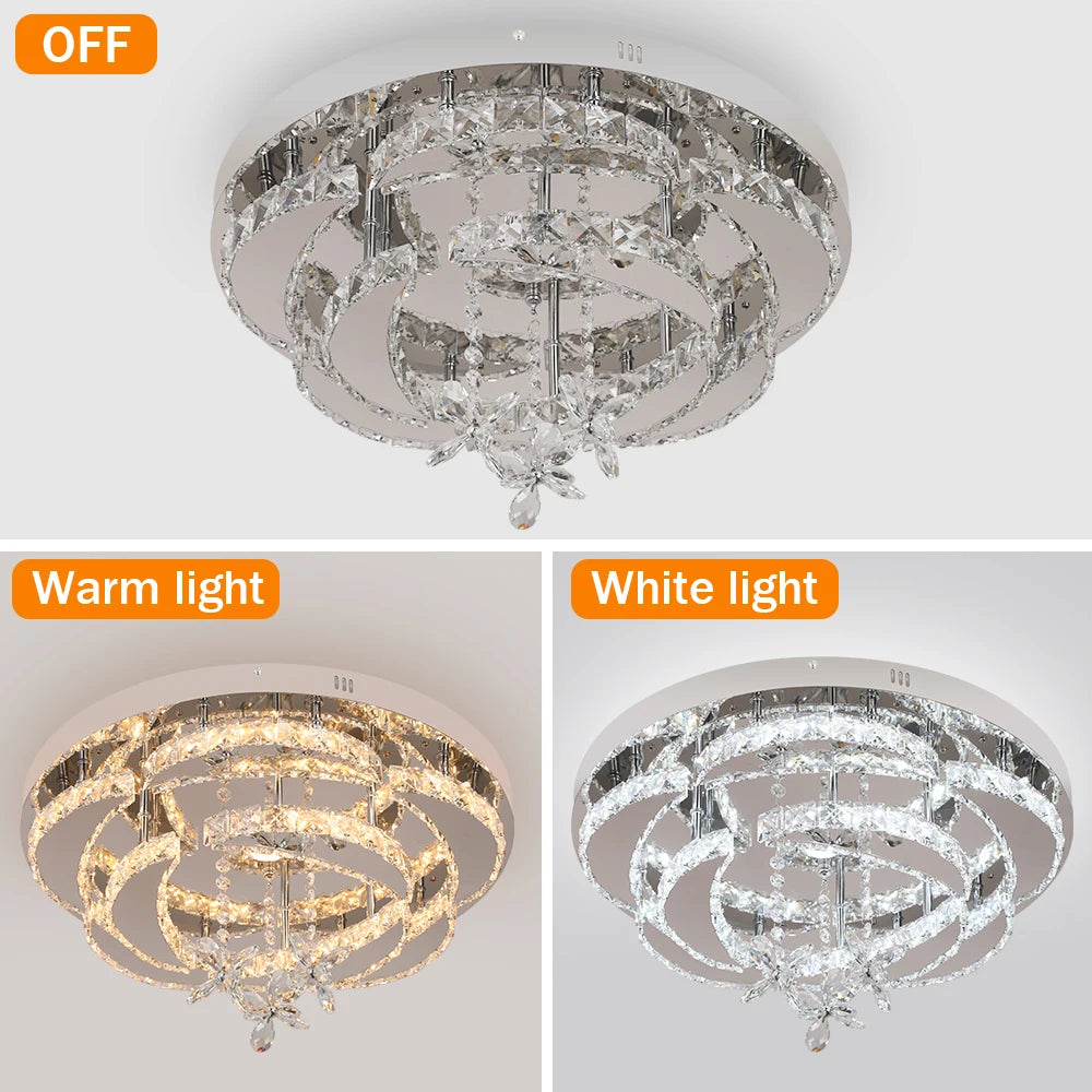 Flower Led Ceiling Lamp Modern Crystal Drop Chandelier Pendant Light Ceiling Light Home Decor Fixtures Living Room RC Dimming